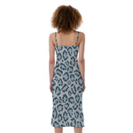 Snow Leopard Knitted Pattern Print Slim Fit Midi Cami Dress