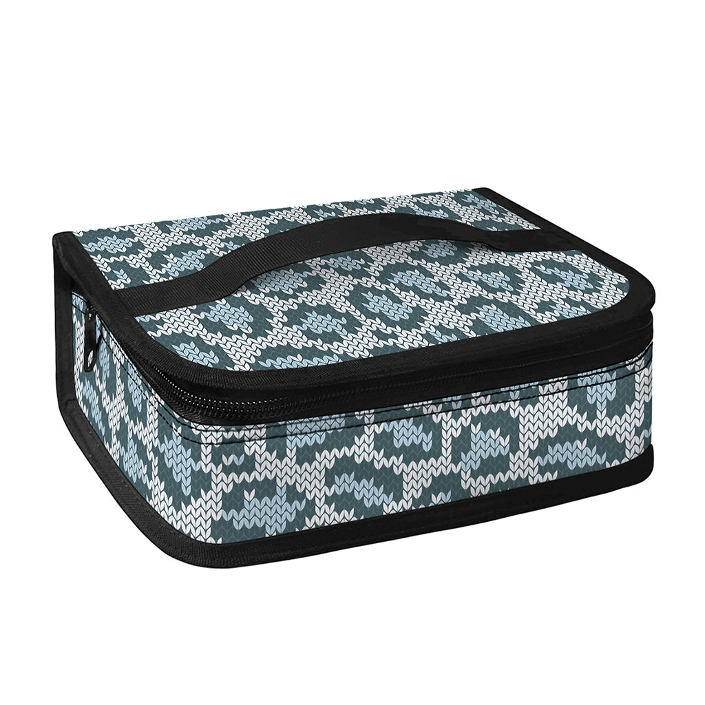 Snow Leopard Knitted Pattern Print Small Lunch Bag