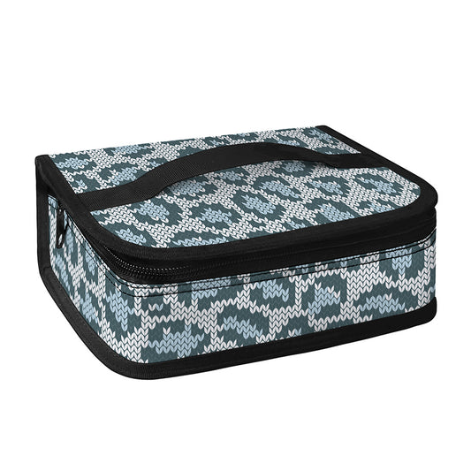 Snow Leopard Knitted Pattern Print Small Lunch Bag