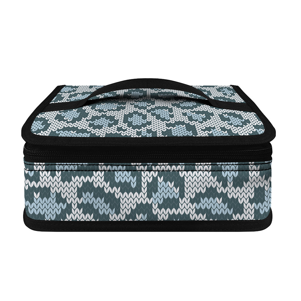 Snow Leopard Knitted Pattern Print Small Lunch Bag