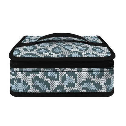 Snow Leopard Knitted Pattern Print Small Lunch Bag