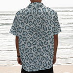 Snow Leopard Knitted Pattern Print Textured Short Sleeve Shirt