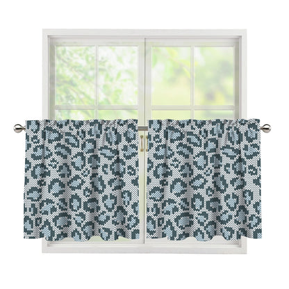 Snow Leopard Knitted Pattern Print Tier Curtains