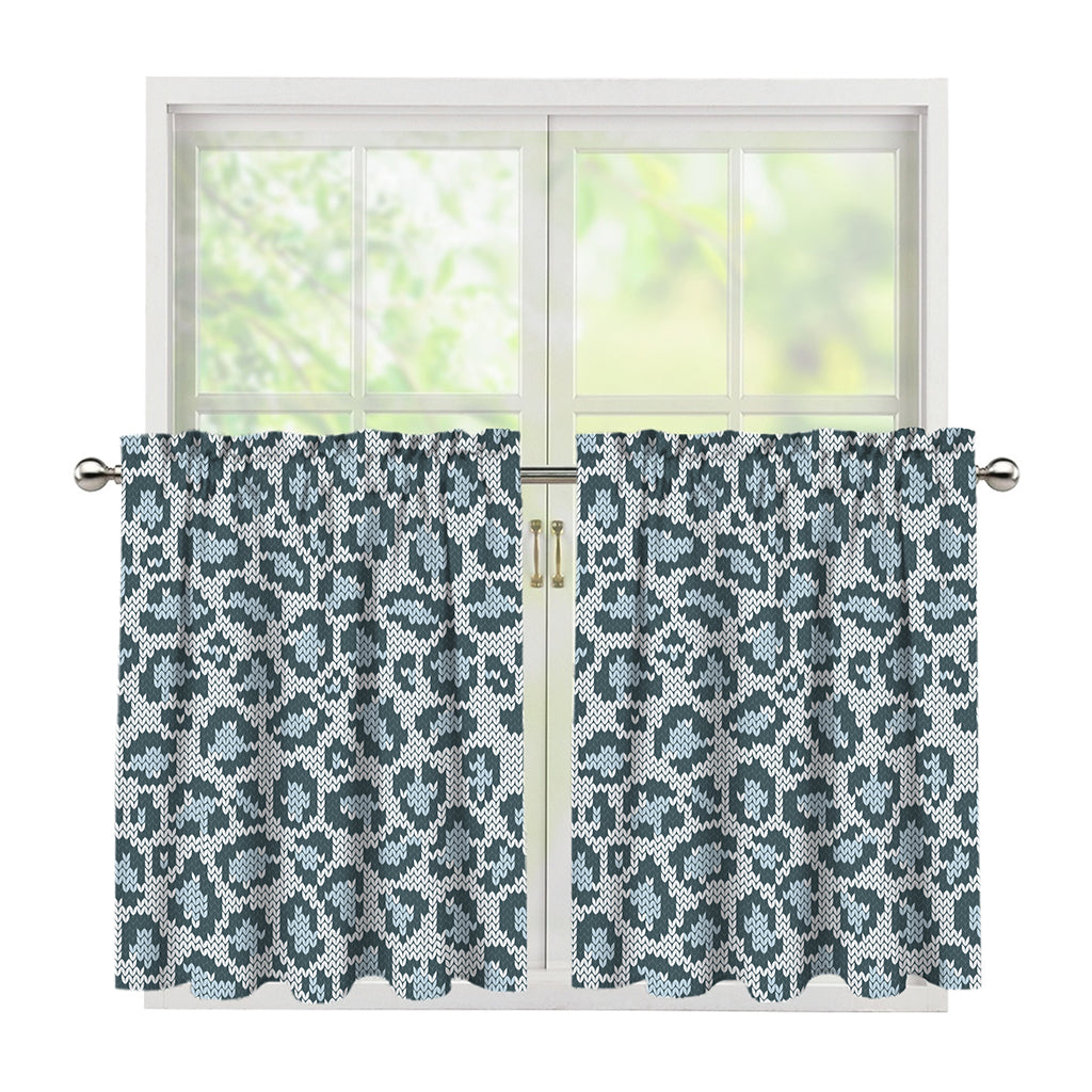 Snow Leopard Knitted Pattern Print Tier Curtains