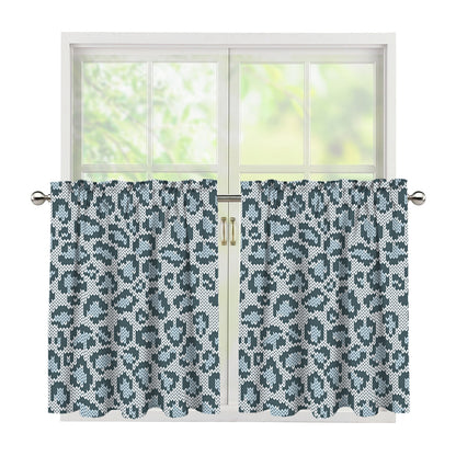 Snow Leopard Knitted Pattern Print Tier Curtains