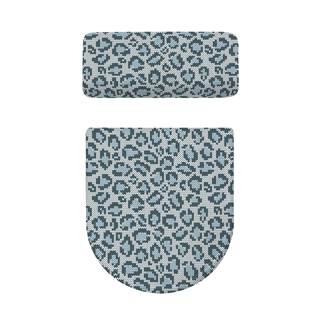 Snow Leopard Knitted Pattern Print Toilet Lid And Tank Cover Set