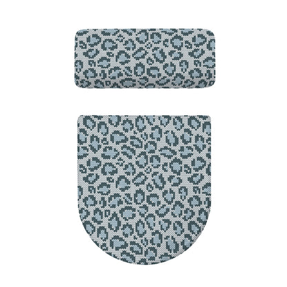 Snow Leopard Knitted Pattern Print Toilet Lid And Tank Cover Set