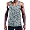 Snow Leopard Knitted Pattern Print Men's Workout Tank Top