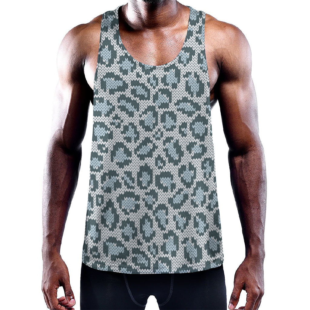 Snow Leopard Knitted Pattern Print Training Tank Top