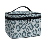 Snow Leopard Knitted Pattern Print Travel Makeup Bag