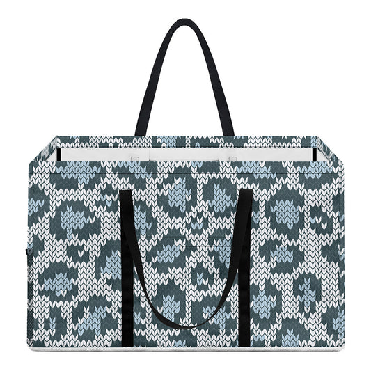 Snow Leopard Knitted Pattern Print Utility Tote Bag