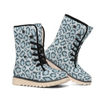 Snow Leopard Knitted Pattern Print Winter Boots