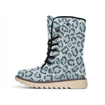 Snow Leopard Knitted Pattern Print Winter Boots