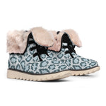Snow Leopard Knitted Pattern Print Winter Boots
