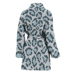 Snow Leopard Knitted Pattern Print Women's Bathrobe