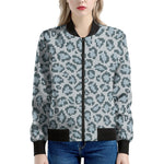 Snow Leopard Knitted Pattern Print Women's Bomber Jacket