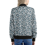 Snow Leopard Knitted Pattern Print Women's Bomber Jacket