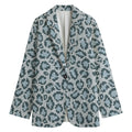 Snow Leopard Knitted Pattern Print Women's Cotton Blazer