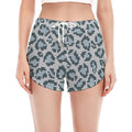 Snow Leopard Knitted Pattern Print Women's Split Running Shorts