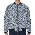 Snow Leopard Knitted Pattern Print Zip Sleeve Bomber Jacket