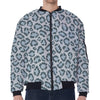 Snow Leopard Knitted Pattern Print Zip Sleeve Bomber Jacket