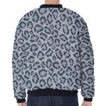 Snow Leopard Knitted Pattern Print Zip Sleeve Bomber Jacket