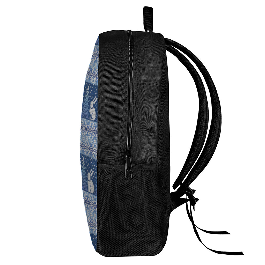 Snow Rabbit Knitted Pattern Print 17 Inch Backpack