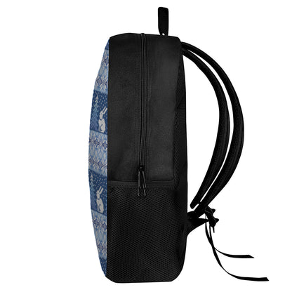 Snow Rabbit Knitted Pattern Print 17 Inch Backpack