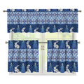 Snow Rabbit Knitted Pattern Print 3 Piece Kitchen Curtains