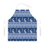 Snow Rabbit Knitted Pattern Print Adjustable Apron