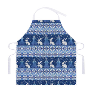 Snow Rabbit Knitted Pattern Print Adjustable Apron