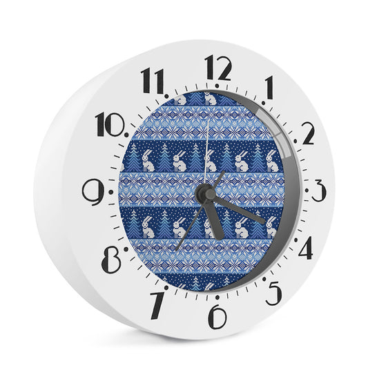 Snow Rabbit Knitted Pattern Print Alarm Clock