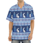Snow Rabbit Knitted Pattern Print Aloha Shirt