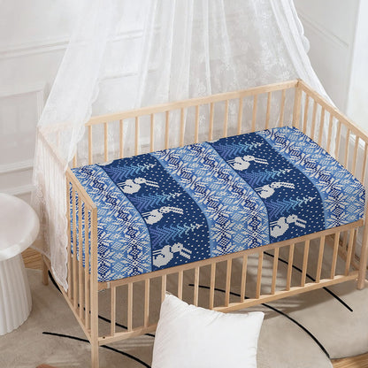 Snow Rabbit Knitted Pattern Print Baby Crib Sheet
