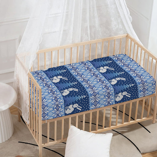 Snow Rabbit Knitted Pattern Print Baby Crib Sheet