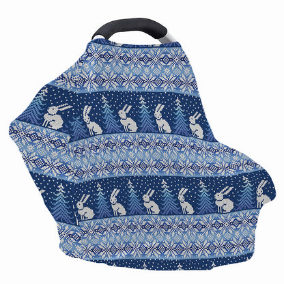 Snow Rabbit Knitted Pattern Print Baby Seat Cover