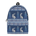 Snow Rabbit Knitted Pattern Print School Backpack