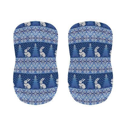 Snow Rabbit Knitted Pattern Print Bar Stool Covers