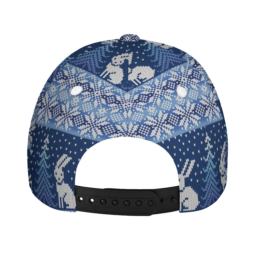 Snow Rabbit Knitted Pattern Print Baseball Cap