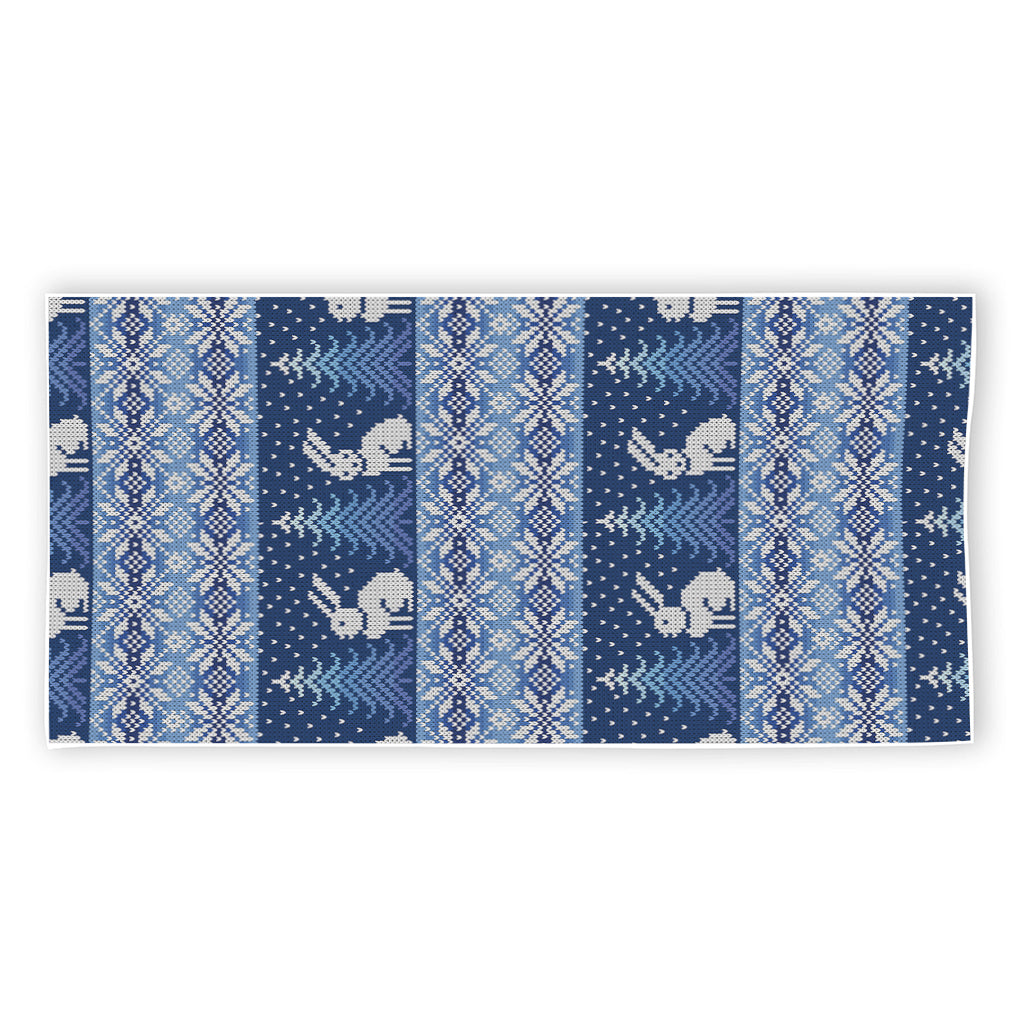 Snow Rabbit Knitted Pattern Print Beach Towel
