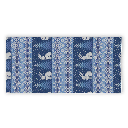 Snow Rabbit Knitted Pattern Print Beach Towel