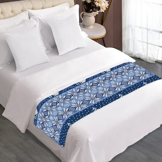 Snow Rabbit Knitted Pattern Print Bed Runner