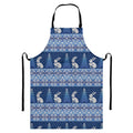 Snow Rabbit Knitted Pattern Print Bib Apron With Pocket