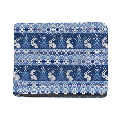 Snow Rabbit Knitted Pattern Print Bifold Wallet