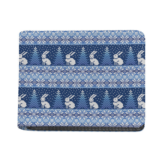 Snow Rabbit Knitted Pattern Print Bifold Wallet