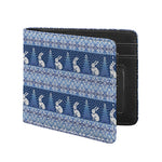 Snow Rabbit Knitted Pattern Print Bifold Wallet