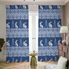 Snow Rabbit Knitted Pattern Print Blackout Pencil Pleat Curtains