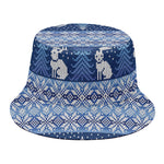 Snow Rabbit Knitted Pattern Print Bucket Hat