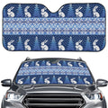 Snow Rabbit Knitted Pattern Print Car Windshield Sun Shade