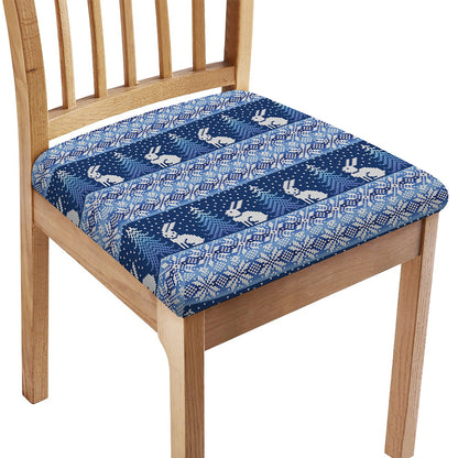 Snow Rabbit Knitted Pattern Print Chair Cushion Cover